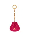 Balmain Pulse Leather Key Ring In Pink