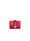 Balmain Padlock Leather Wallet In Red
