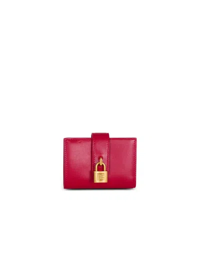 Balmain Pulse Leather Purse In Red