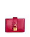Balmain Padlock Leather Wallet In Red