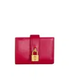 Balmain Padlock Leather Wallet In Pink