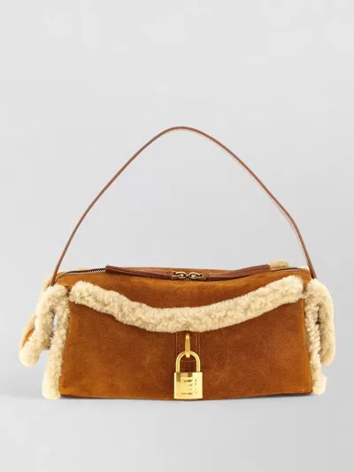 Balmain Pulse Mini Clutch Shoulder Bag Top Handle In Brown