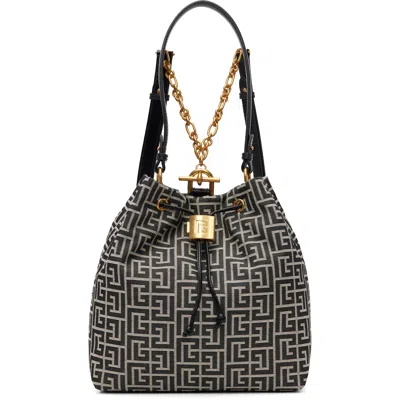 Balmain ブラック Pulse Monogram ジャカード バックパック