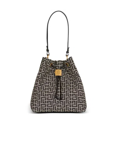 Balmain Pulse Monogram Jacquard Backpack In Black