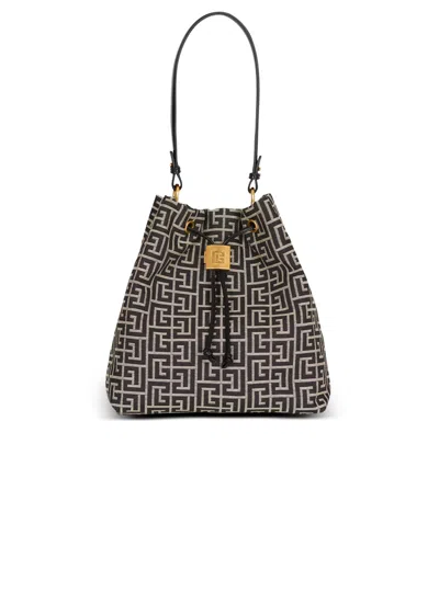 Balmain Pulse Monogram Jacquard Backpack In Brown