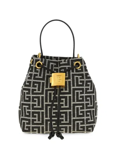 Balmain Pulse Monogram Jacquard Bucket Bag In Multi