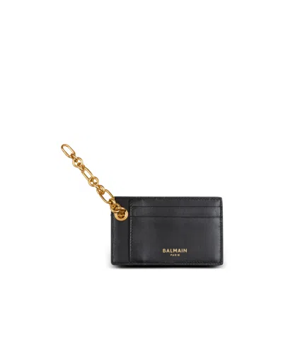 Balmain Pulse Monogram Jacquard Card Holder In Black