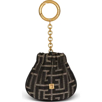Balmain Pulse Monogram Jacquard Key Ring In Black