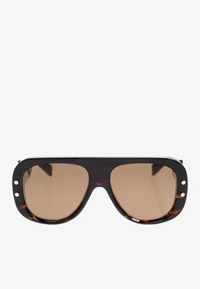 Balmain Pulse Oversized Aviator Sunglasses In Brown