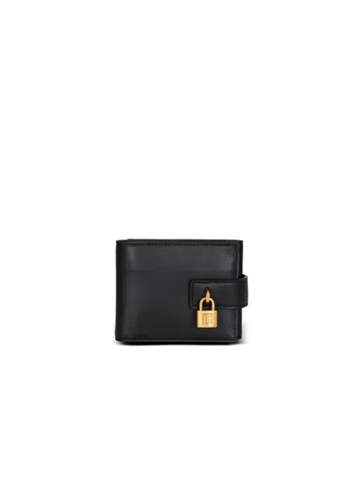 Balmain Pulse Trifold Smooth Leather Wallet In Black