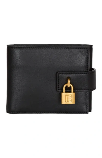 Balmain Pulse Trifold Smooth Leather Wallet In Black