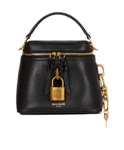 Balmain Pulse Vanity Calfskin Leather Bag In Black