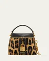 Balmain Pulse Vanity Leopard Top-handle Bag In Calf Hair In Multi