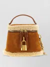 Balmain Pulse Vanity Suede Shearling Shoulder Bag In Brown