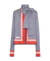 Balmain Pussy-bow Monogram-printed Shirt In Gray