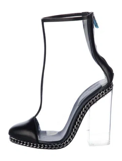 Pre-owned Balmain Pvc Chain-link Accents T-strap Pumps In Black