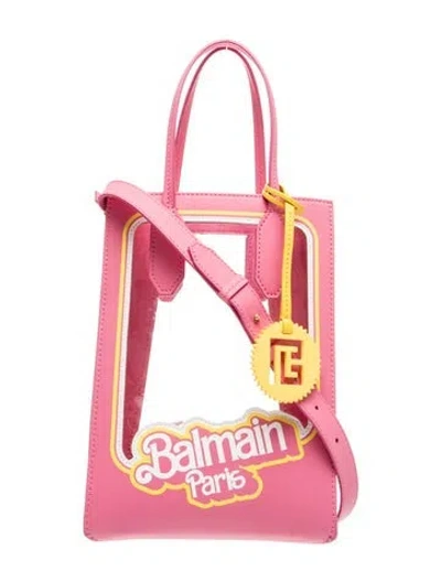 Pre-owned Balmain Pvc Top Handle Bag In Pink