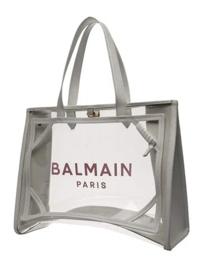 Pre-owned Balmain Pvc Tote In Transparent