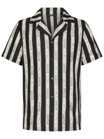 Balmain Pyjama Shirt With Black And Ivory Striped Design