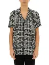 Balmain -style Relaxed Fit Shirt Collar Mini Short-sleeve Button-up With Piped Trim In Multi