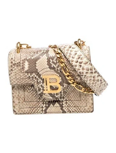Pre-owned Balmain Python B-bag In Neutrals
