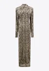Balmain Viscose Chemisier Dress With Python Print In Beige