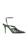 Balmain Python-effect Leather Cage Sandals In Green