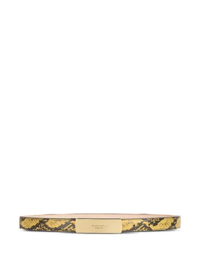 Balmain Python-effect Leather Belt In Yellow