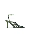Balmain Python-effect Leather Cage Sandals In Green