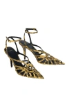 Balmain 95mm Cage Python-embossed Sandals In Yellow