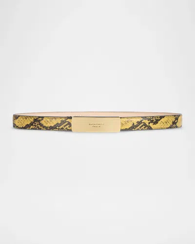 Balmain Python-embossed Leather Belt In Mimosa