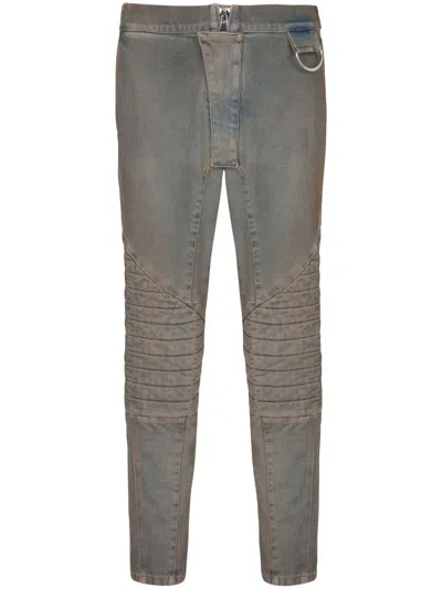 Balmain Panelled Slim-cut Jeans In Blue