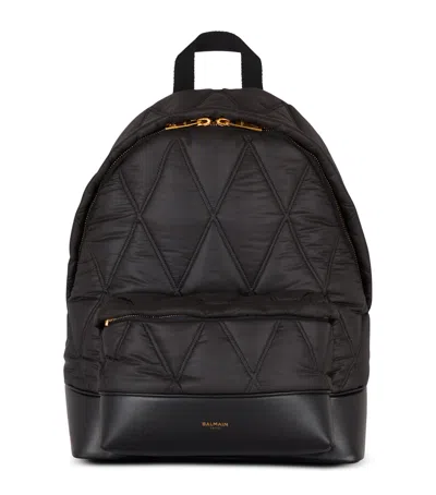 Balmain Quilted Diamond Motif Backpack In Black