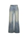 Balmain Quilted Faded Jeans In Blue
