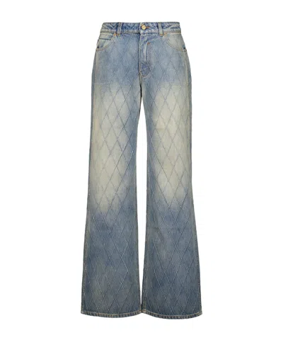 Balmain Quilted Faded Jeans In Multi