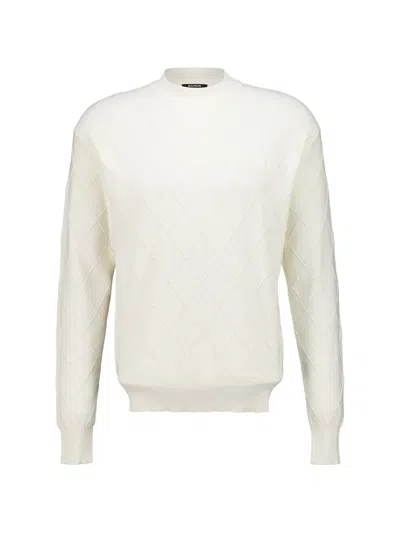 Balmain Quilted Knitted Sweater In White