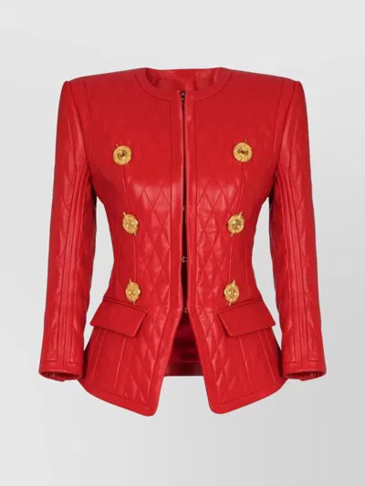 BALMAIN QUILTED LAMBSKIN JACKET GOLD BUTTONS