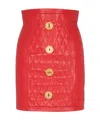 Balmain Quilted Leather Mini Skirt In Red