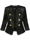 Balmain Quilted Leather Jacket In Black