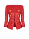 Balmain Quilted Lambskin Jacket Gold Buttons In Red