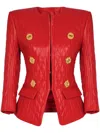 Balmain Quilted Lambskin Jacket Gold Buttons In Red
