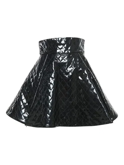 Pre-owned Balmain Quilted Leather Skirt In Black