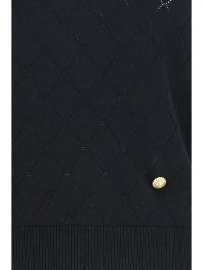 Balmain Quilted Merino Wool Crewneck Tank Top In Black