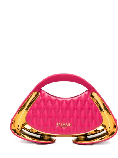 Balmain Jolie Madame Small Padded Leather Clutch In Pattern