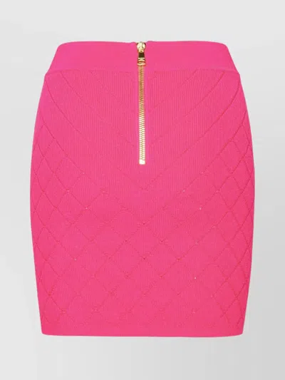 Balmain Quilted Miniskirt Gold-tone Hardware In Pink