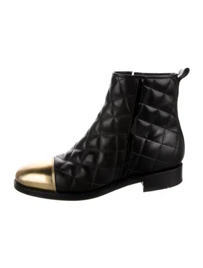Pre-owned Balmain Quilted Pattern Leather Combat Boots In Black