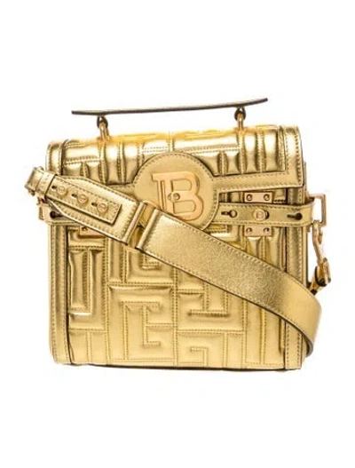 Pre-owned Balmain Quilted Top Handle Bag In Gold/metallic