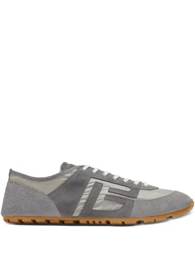 Balmain Thece Fastening Sneakers With Notched Outsole In Gray
