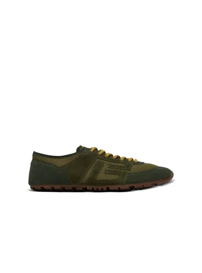 Balmain Racer 45 Sneakers In Mesh And Suede Leather In Green