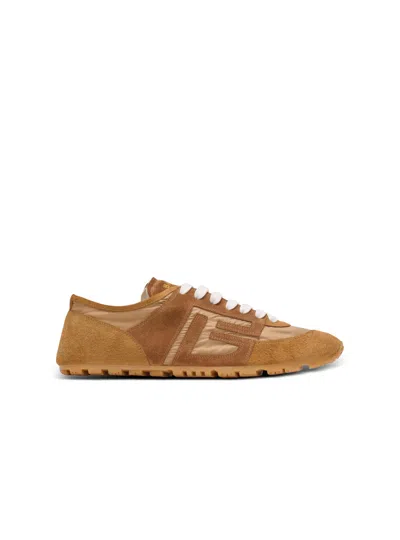 Balmain Racer 45 Sneakers In Suede And Nylon In Brown